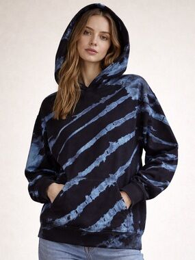 RtA Revolve Black and Blue Tie-Dye Hoodie